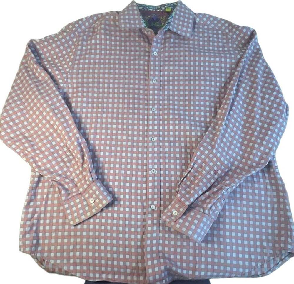 Robert Graham Button Down Shirt Size 2XL Pink Check Plaid